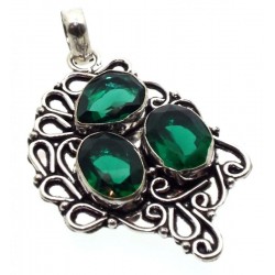 Diopside Indian Silver Pendant 01